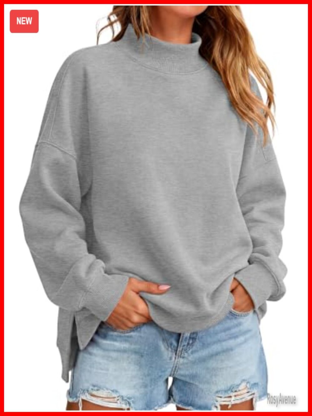 Women's Mock Neck Oversized Sweatshirt Loose Fit Pullover Fall Winter Top
